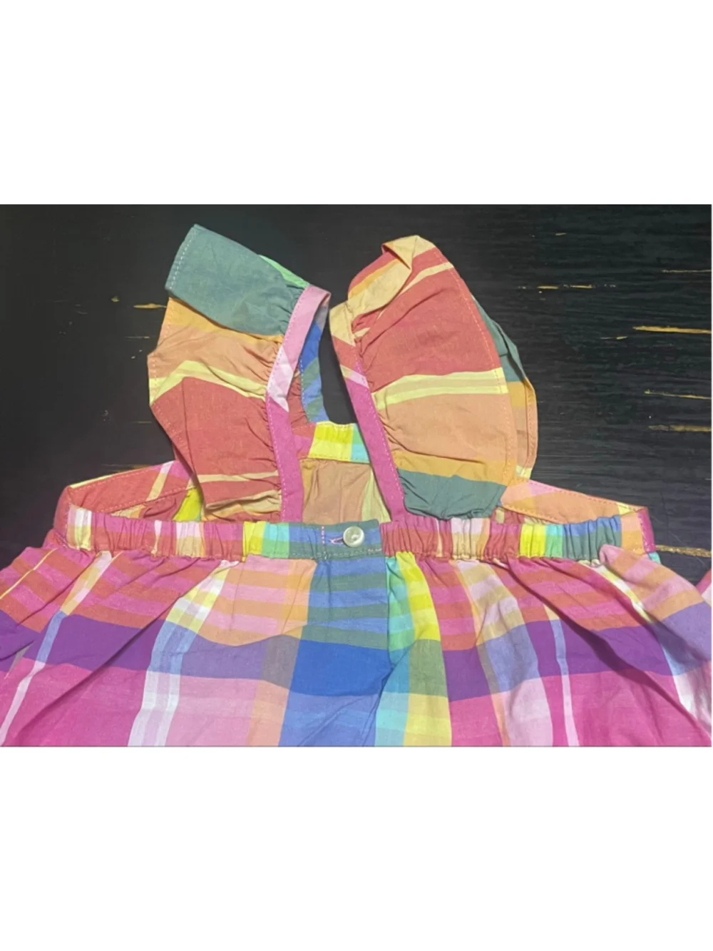 GAP 6-12 months twin colorful ruffle sleeve plaid dresses